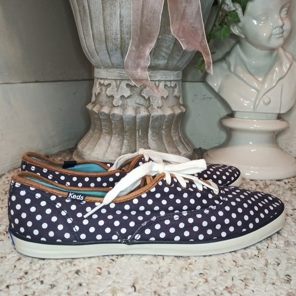 Keds Shoes - Keds Navy & White Polka Dot Champion Sneakers